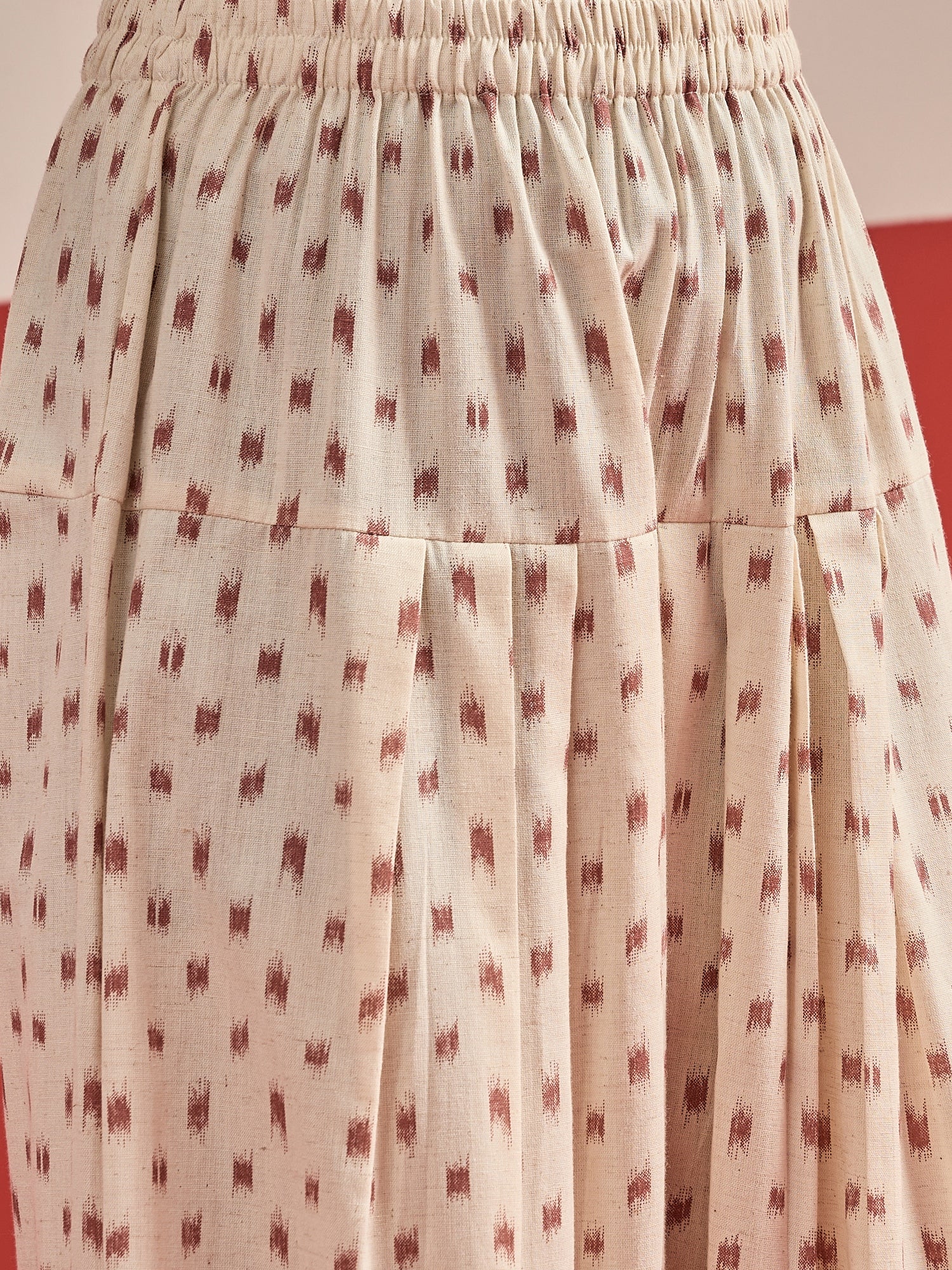 Rust Ikat Cream Kurta Salwar Set