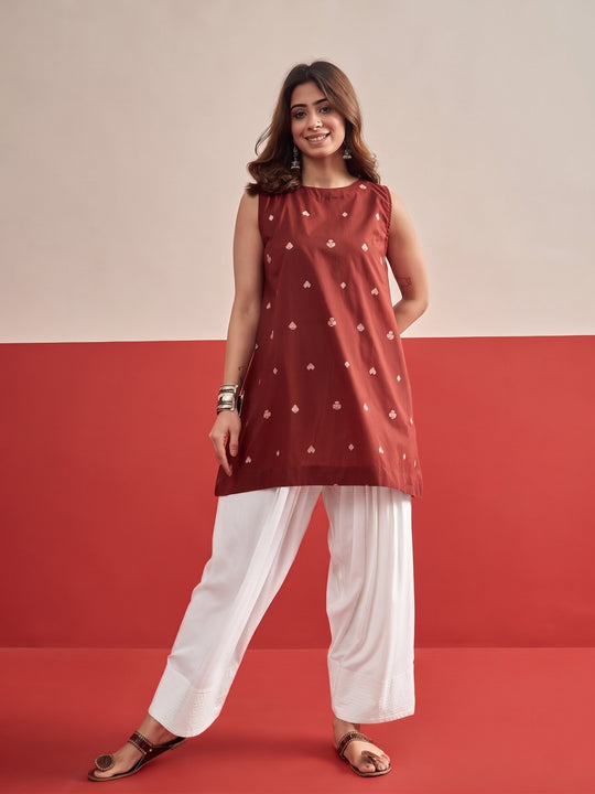 Red Cards Print Kurta Salwar Set