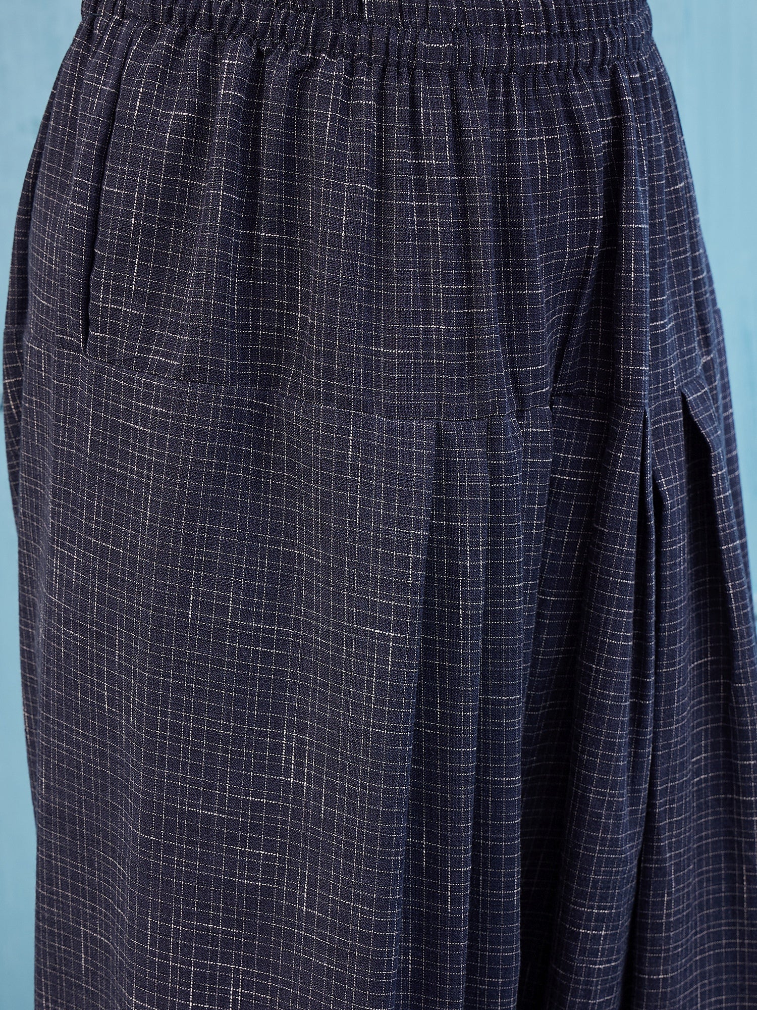 Navy Blue Khadi Linen Salwar Set