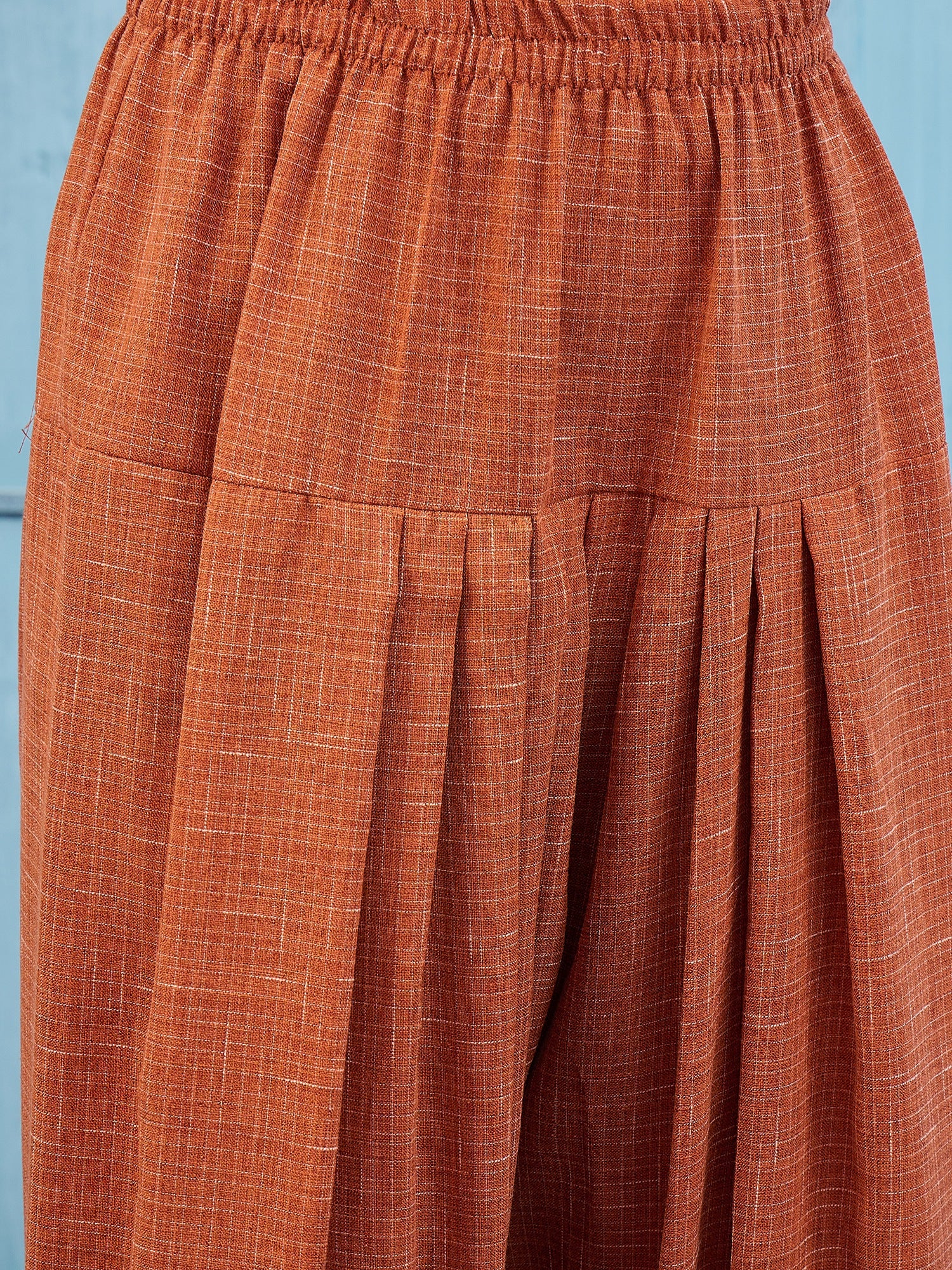 Rust Khadi Linen Boat Neck Salwar Set