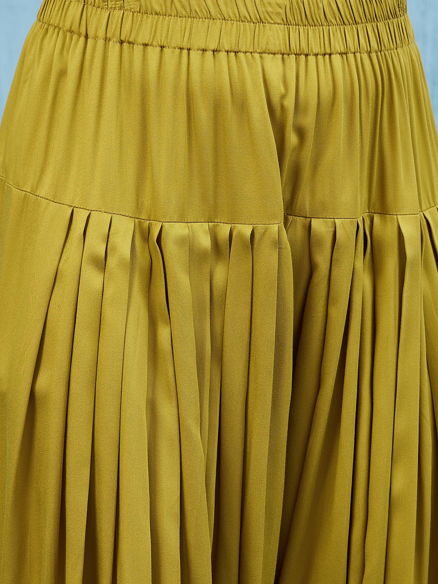 Green Boat Neck Top Yellow Salwar Set (To be dispatched in 7 -10 days)