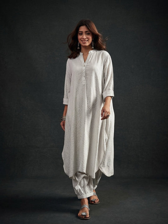 White kurta Afghani salwar Set