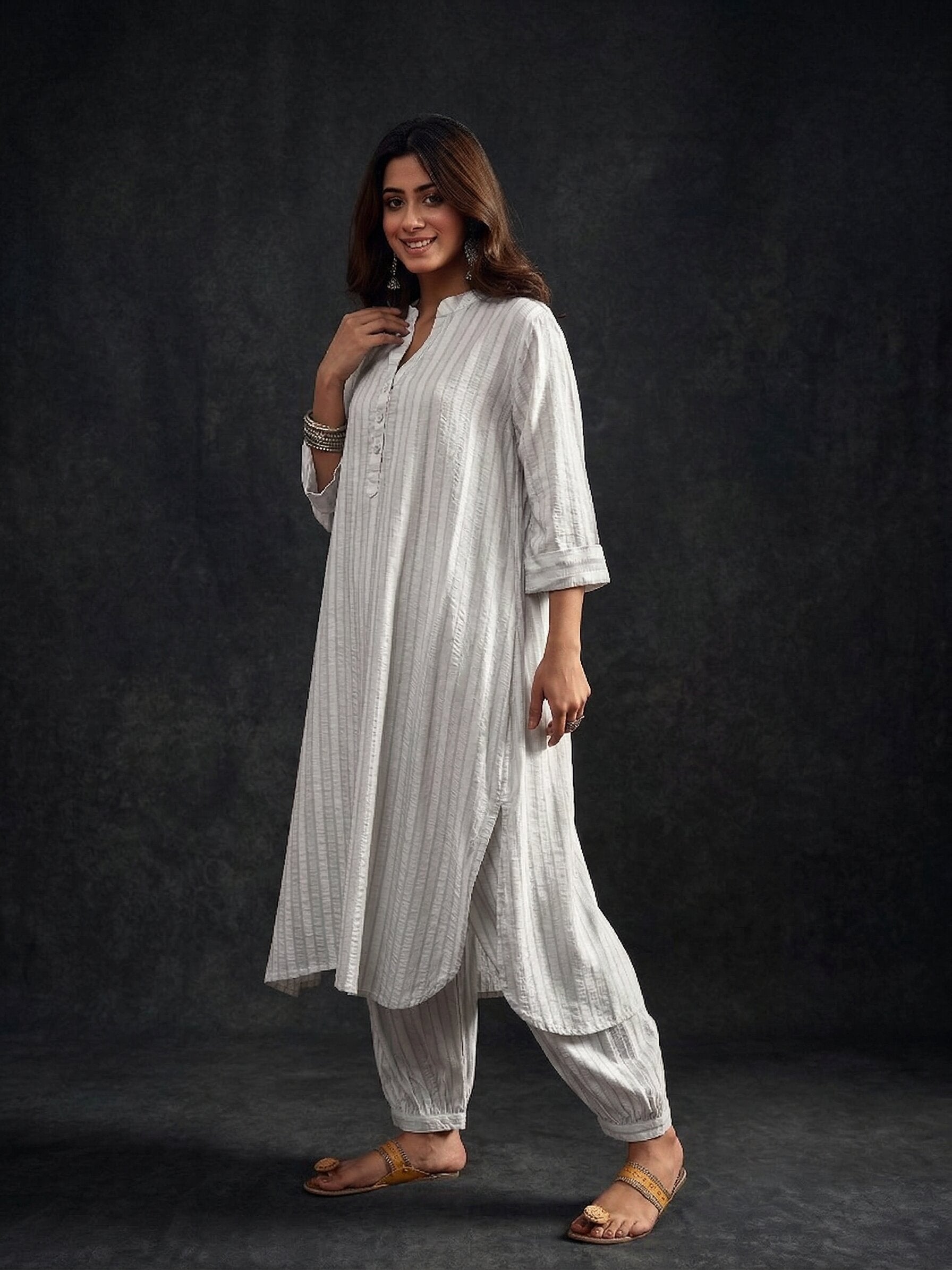 White kurta Afghani salwar Set