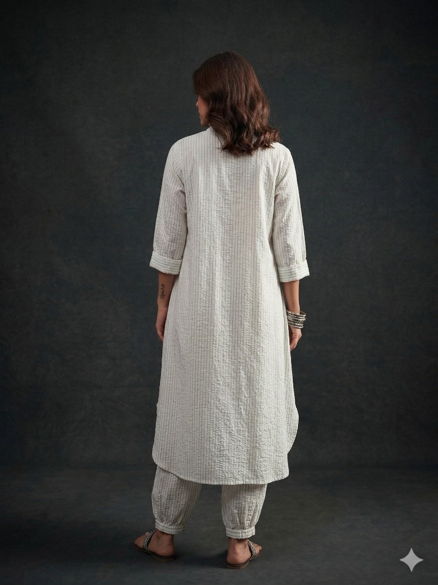 White kurta Afghani salwar Set