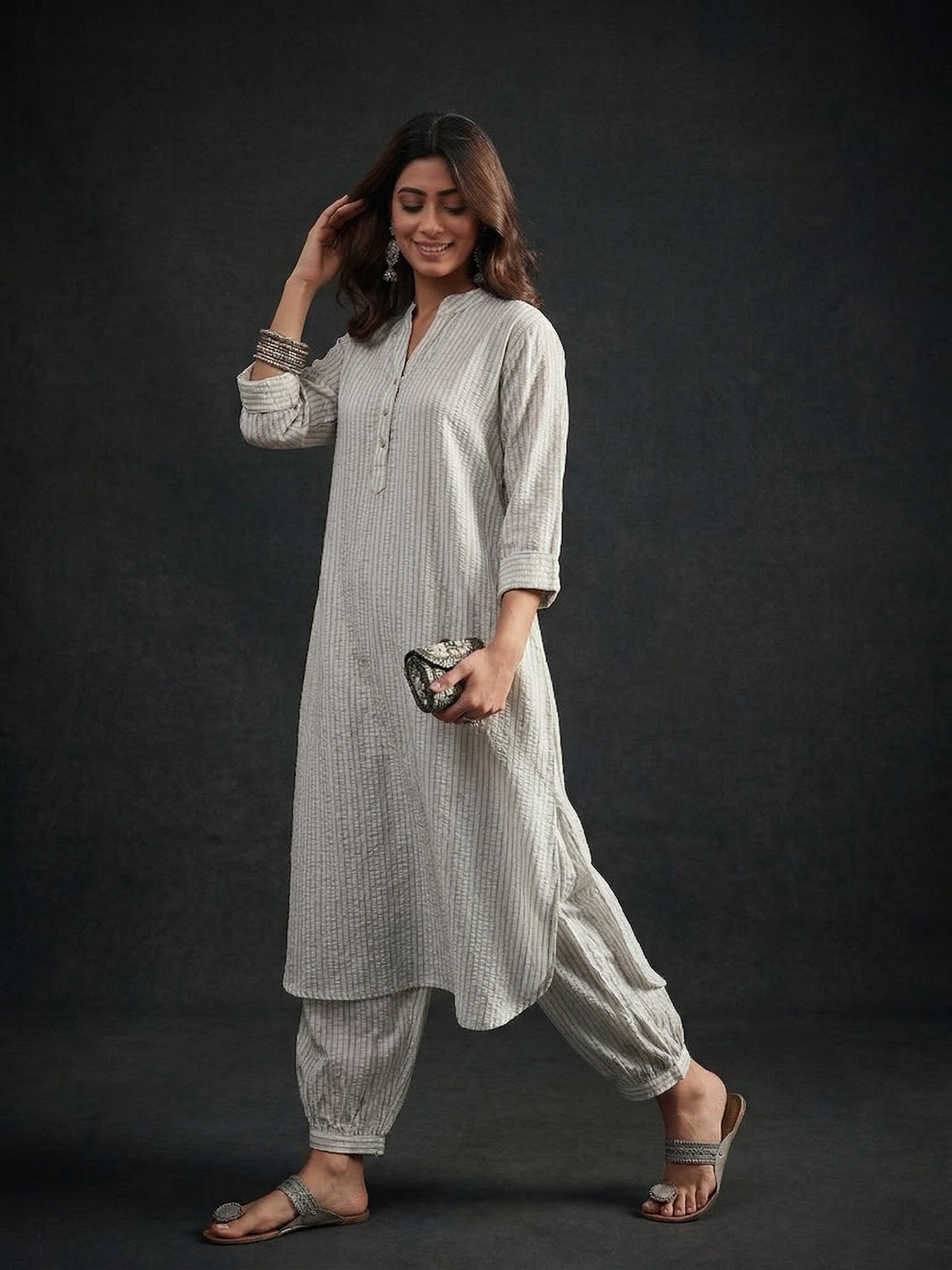 White kurta Afghani salwar Set