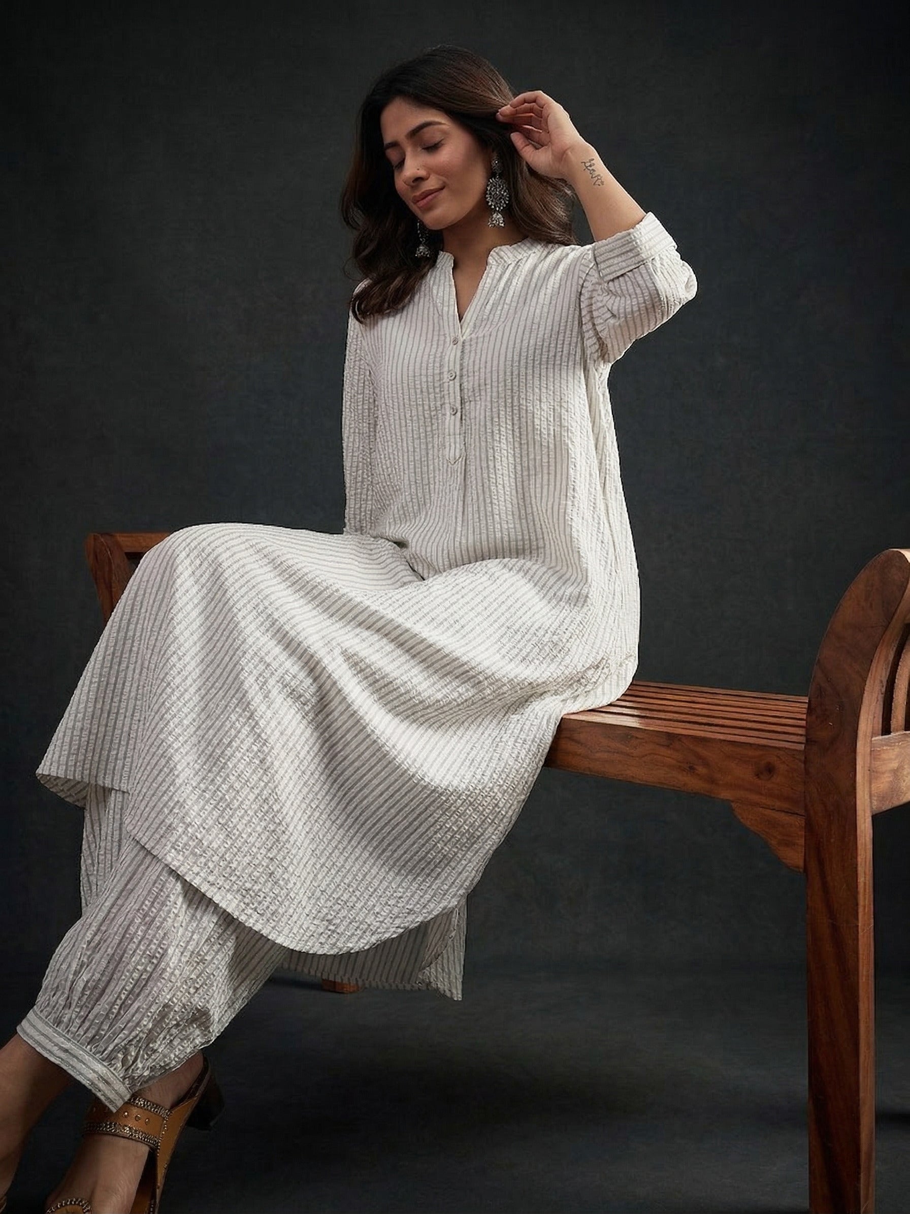 White kurta Afghani salwar Set