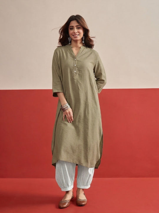 Khaki kurta White Afghani Salwar Set