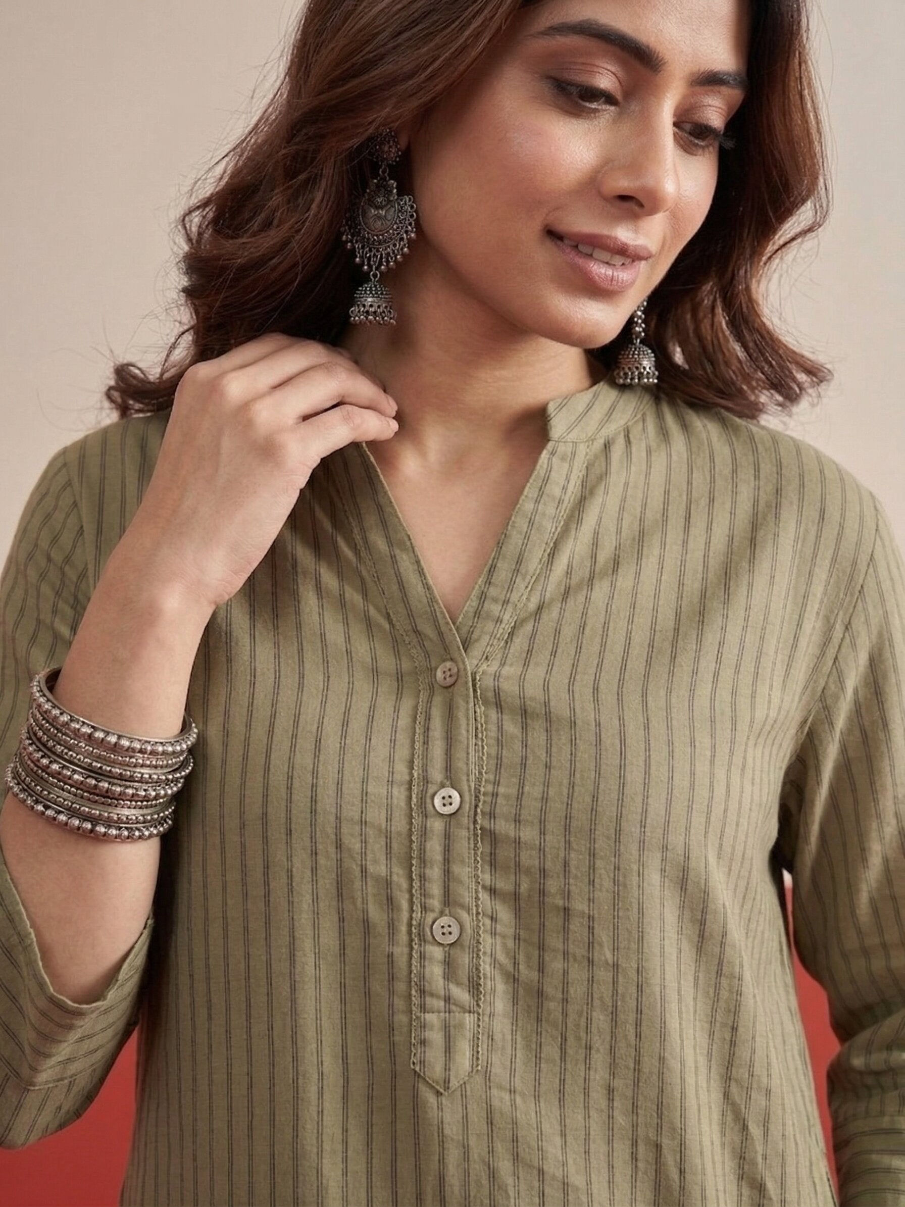 Khaki kurta White Afghani Salwar Set