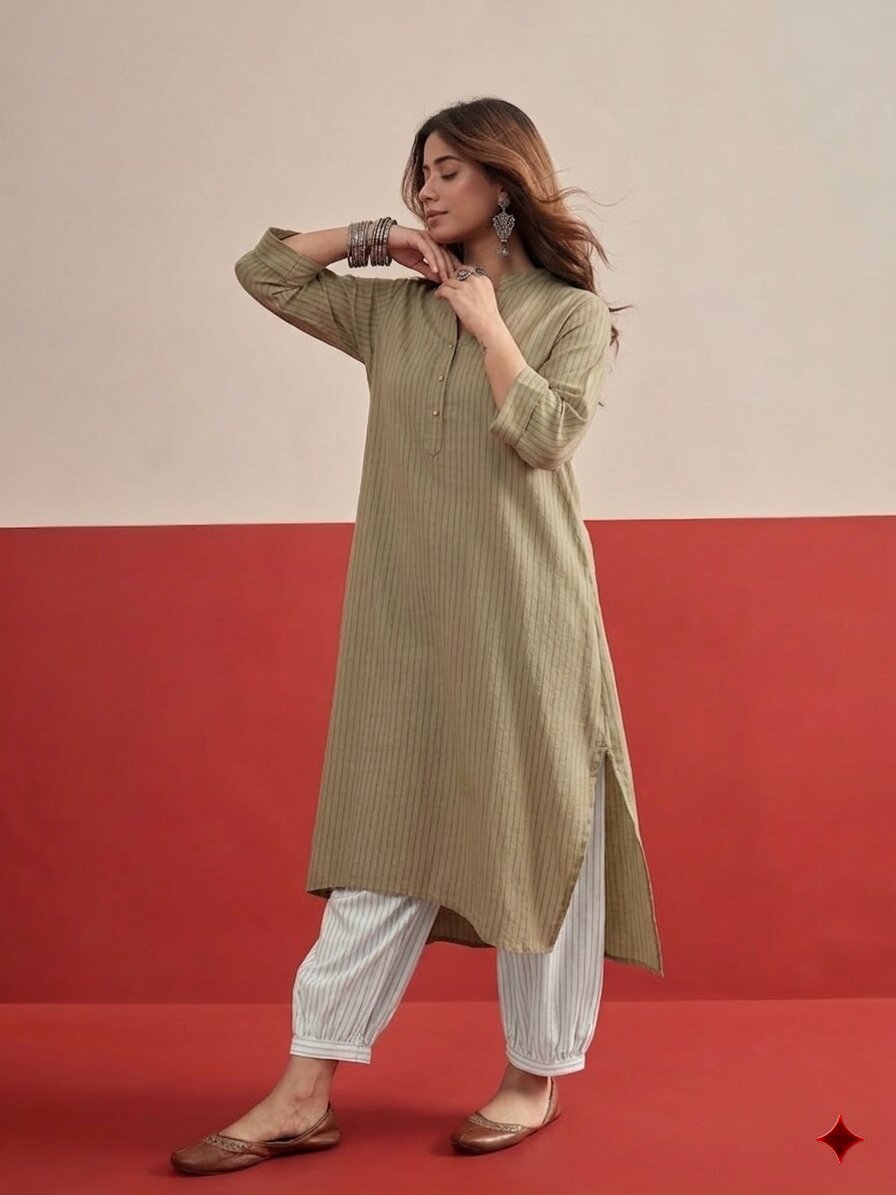 Khaki kurta White Afghani Salwar Set
