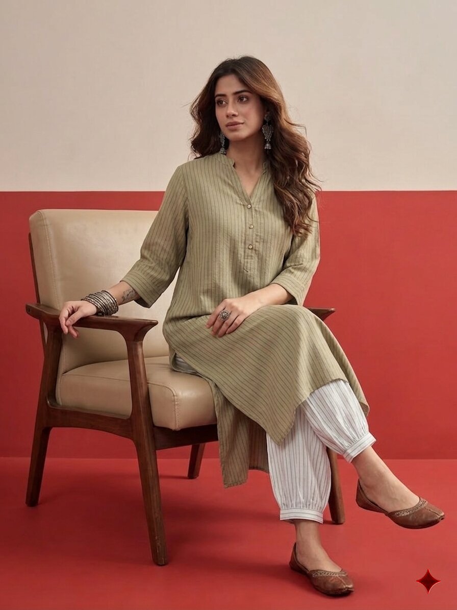 Khaki kurta White Afghani Salwar Set