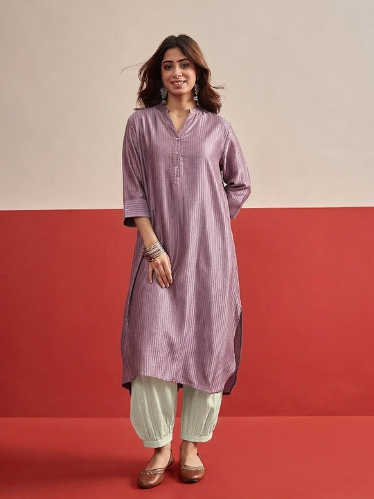 Mauve kurta White Afghani Salwar Set