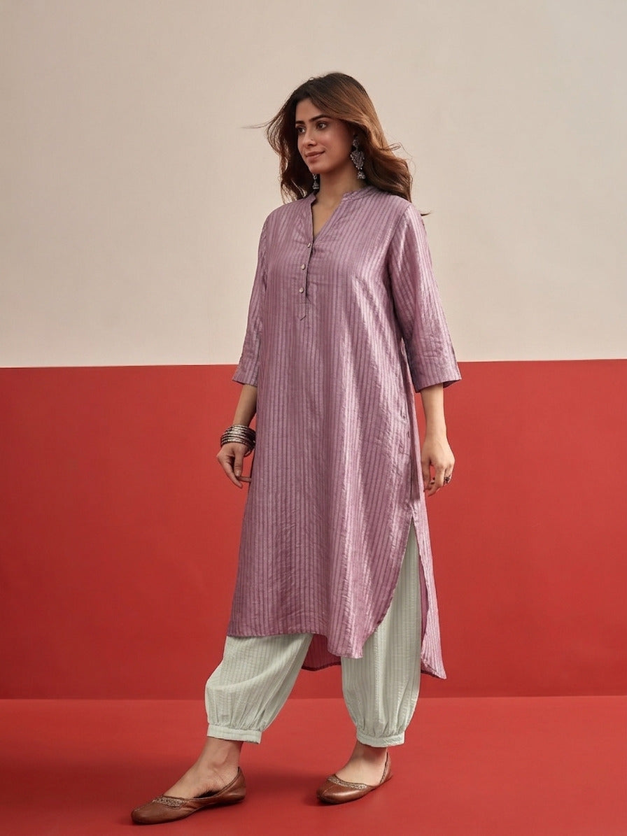 Mauve kurta White Afghani Salwar Set