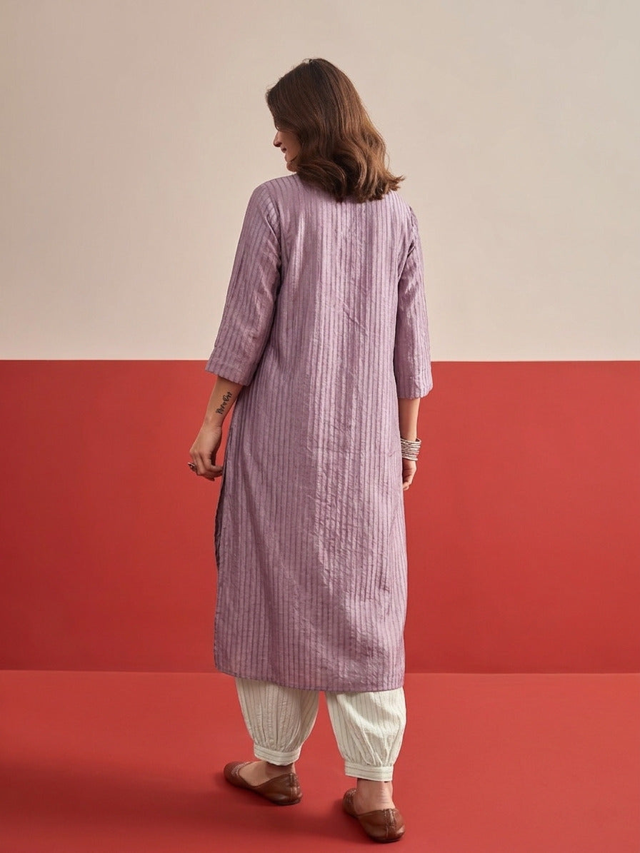 Mauve kurta White Afghani Salwar Set