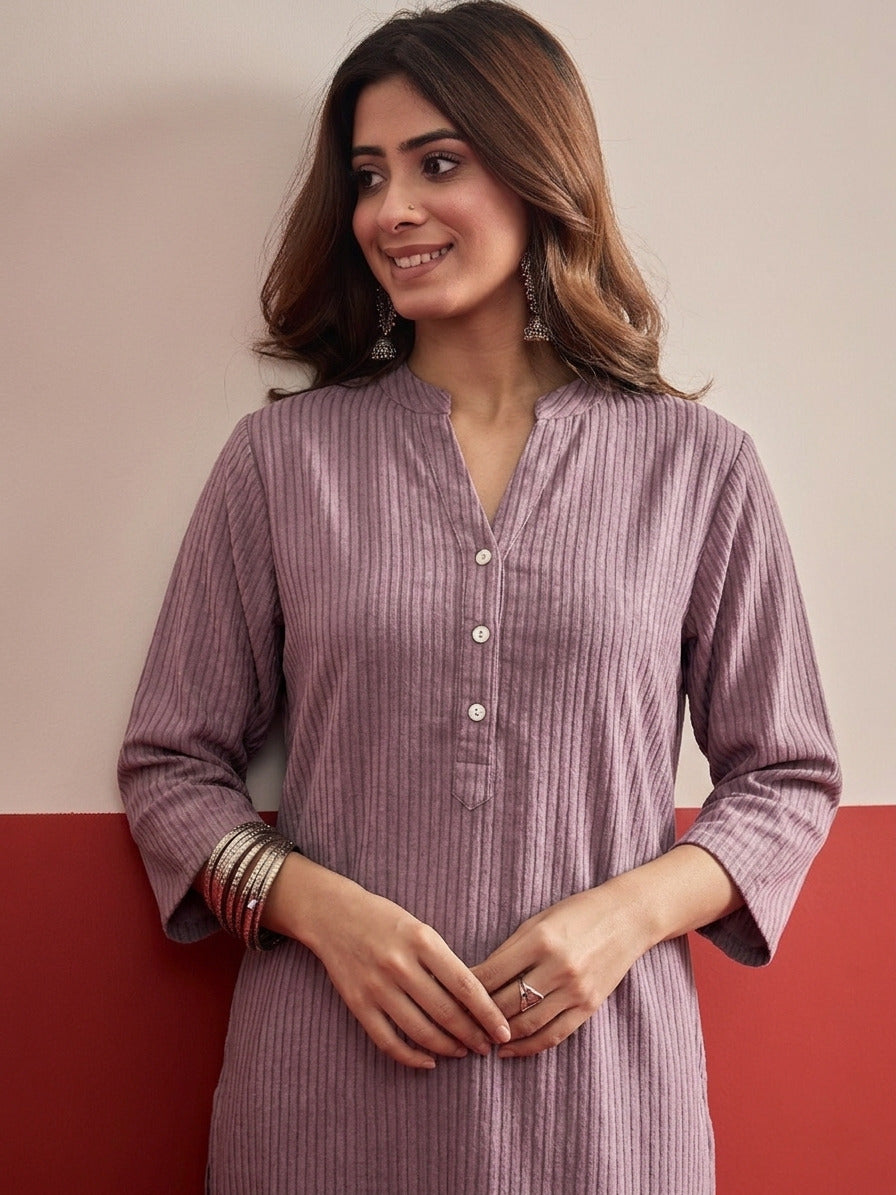 Mauve kurta White Afghani Salwar Set