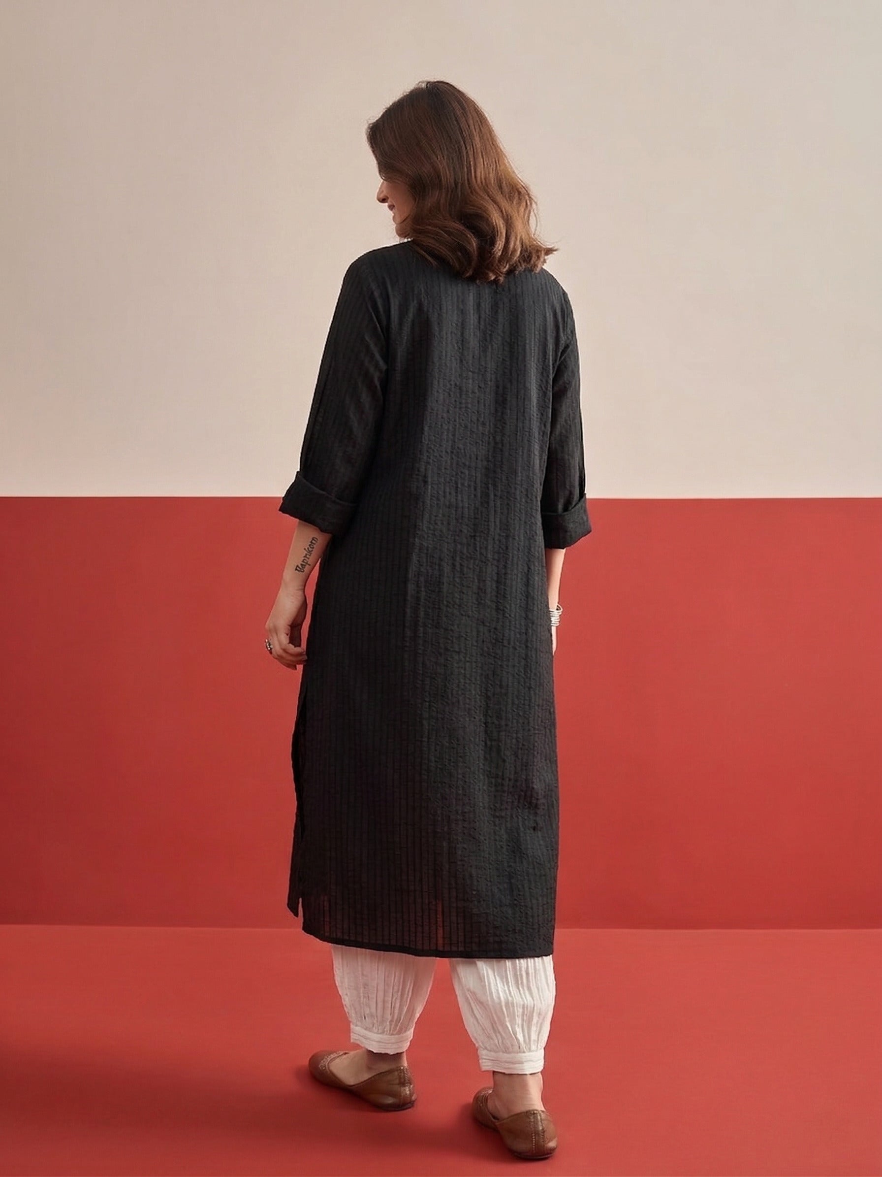 Black kurta White Afghani Salwar Set