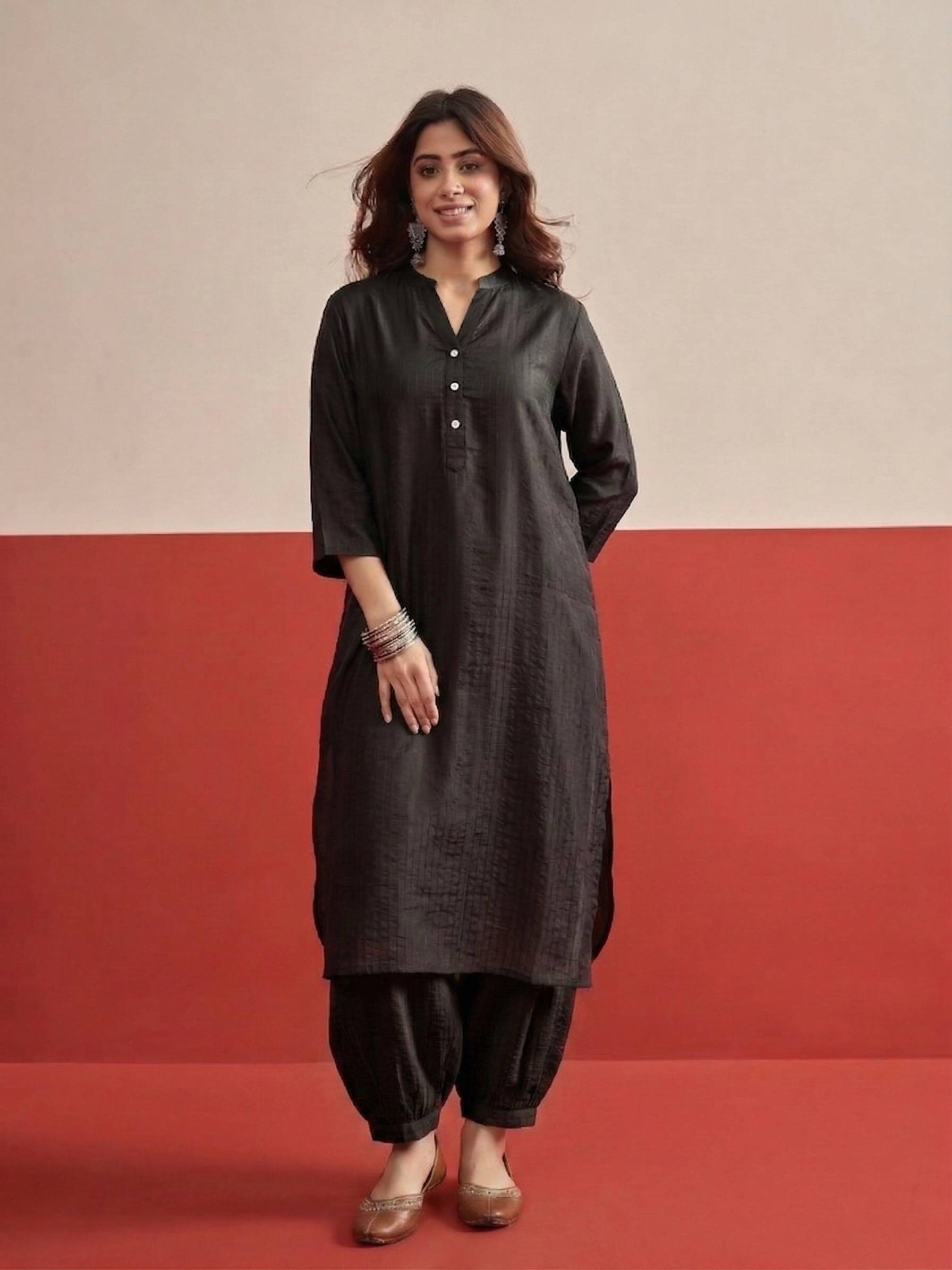 Black Kurta Afghani Salwar Set