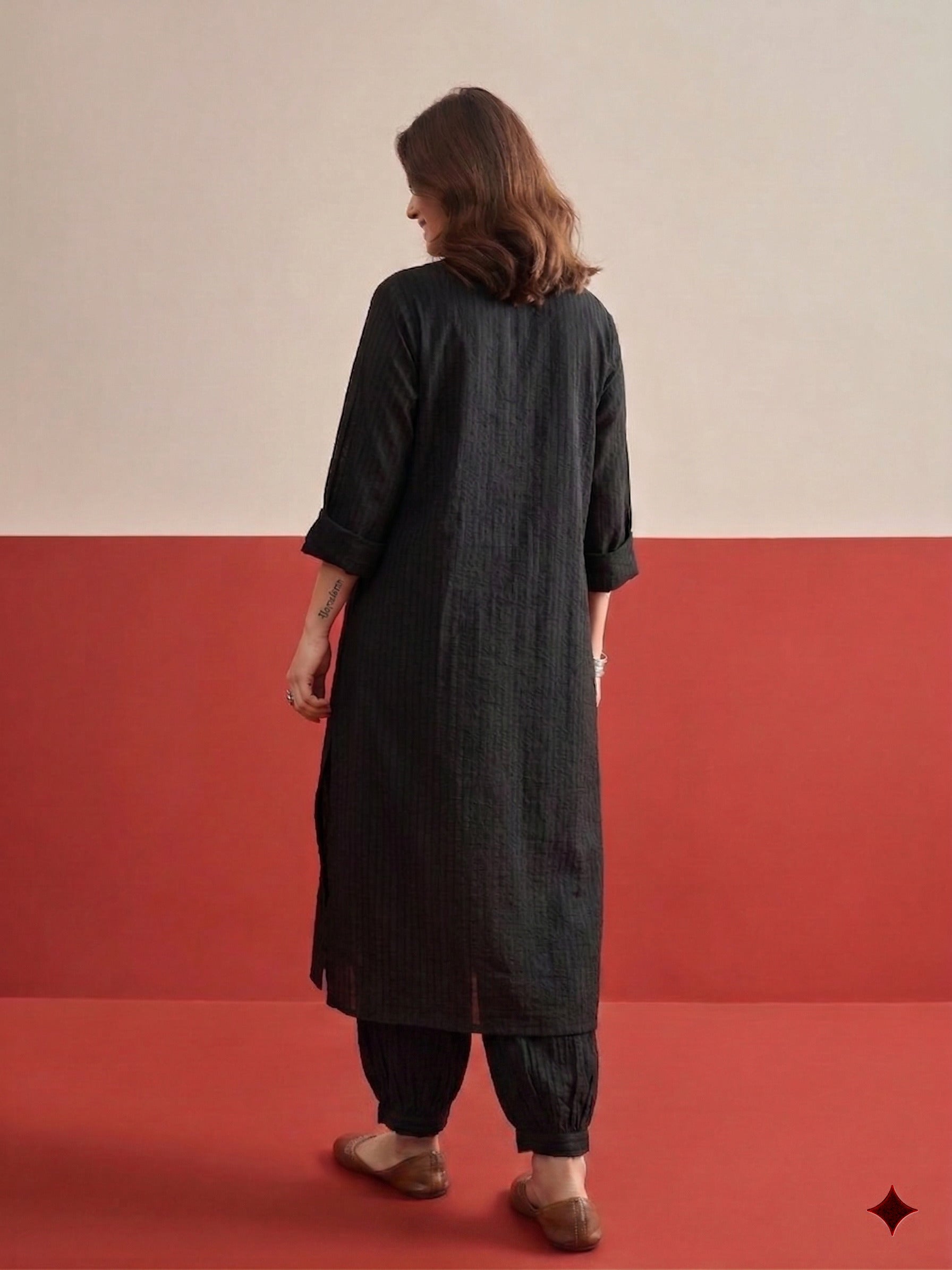 Black Kurta Afghani Salwar Set