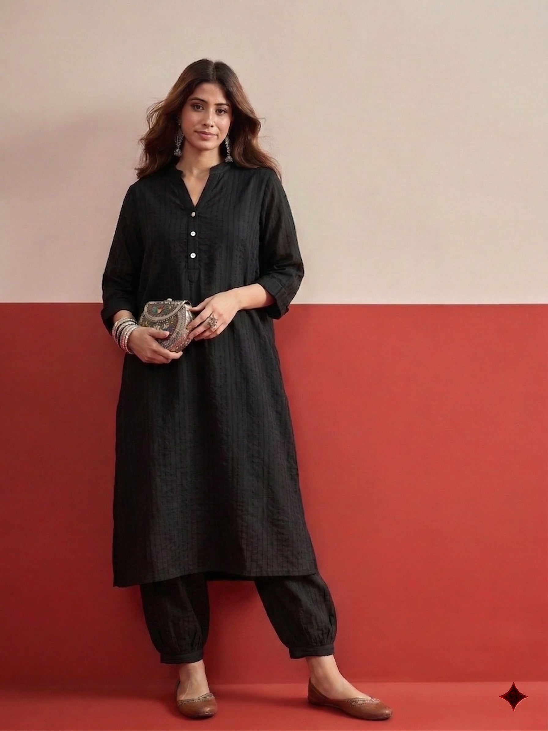Black Kurta Afghani Salwar Set