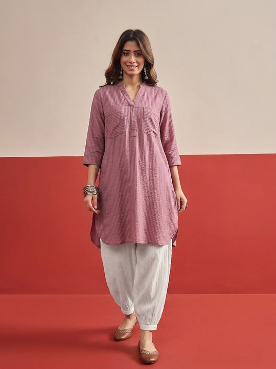 Pink Kurta White Afghani Salwar Set