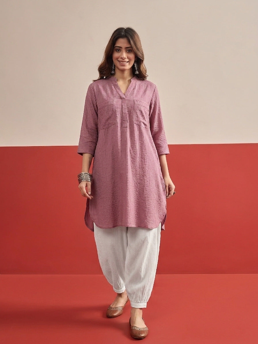 Pink Kurta White Afghani Salwar Set