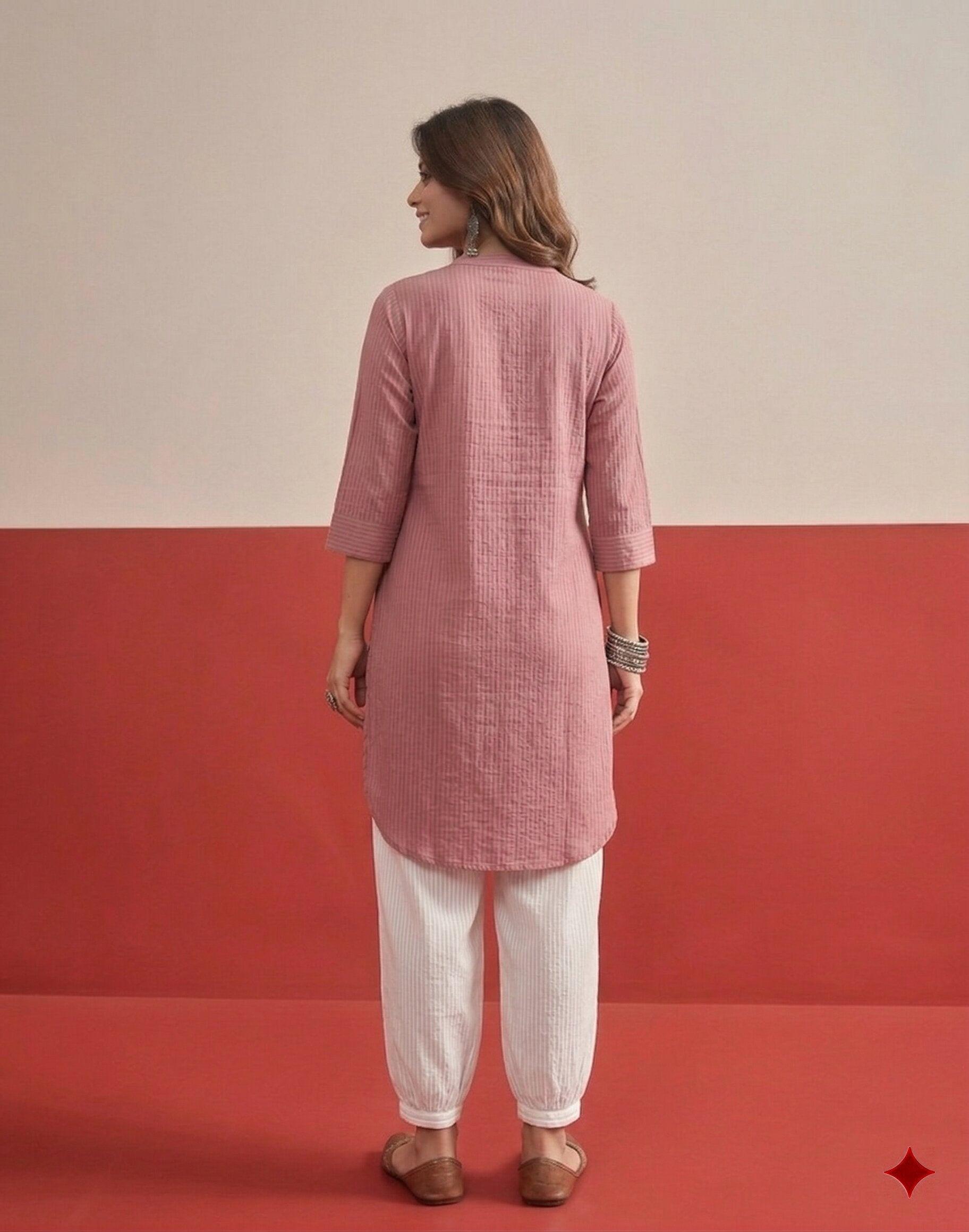 Pink Kurta White Afghani Salwar Set