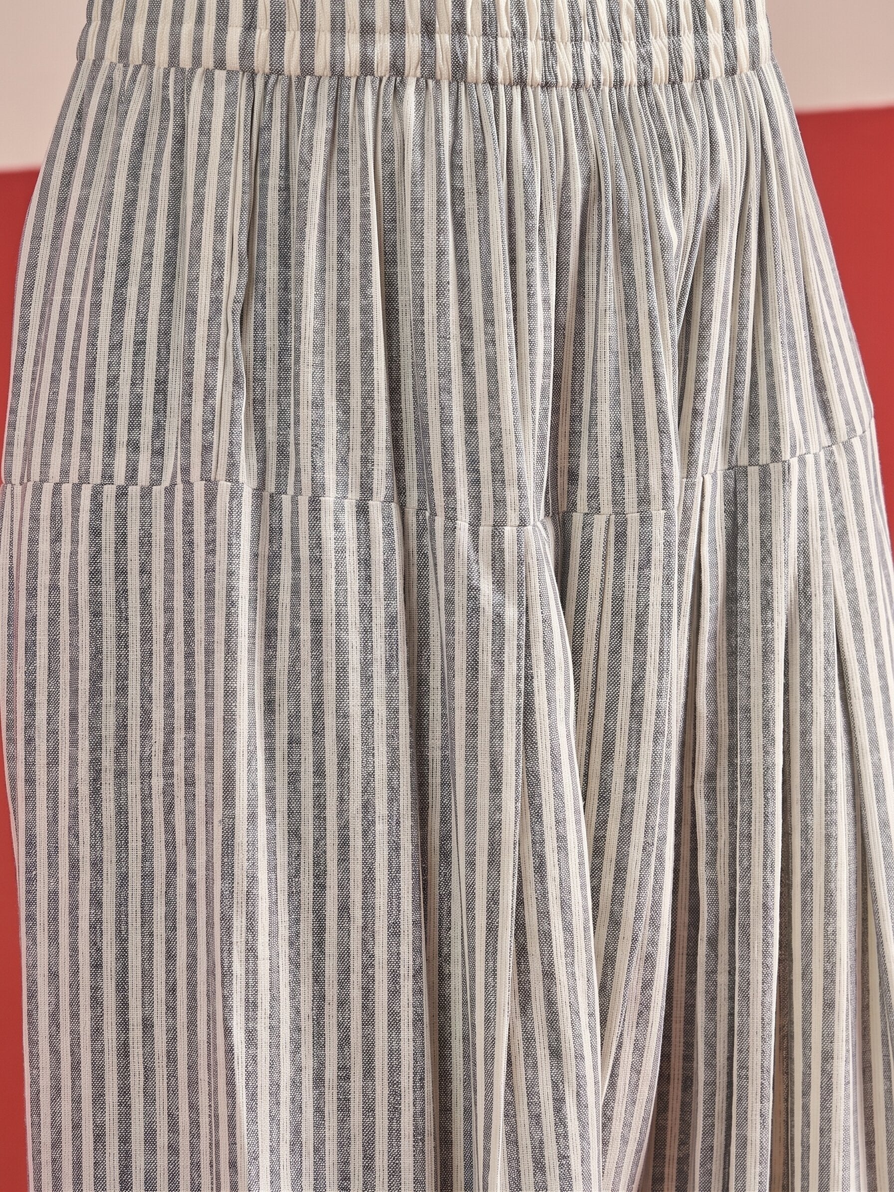 Grey White Stripe Peplum Salwar Set