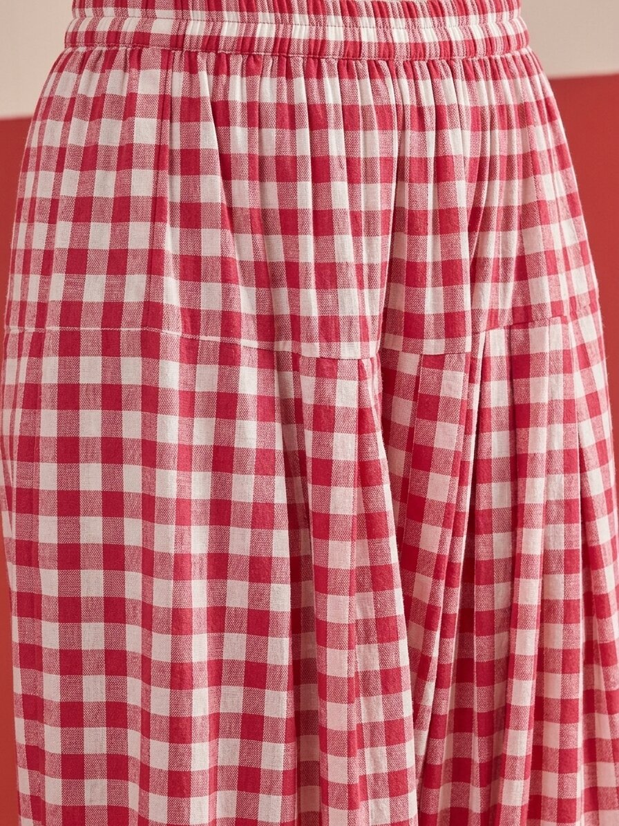 Pink Big Check Peplum Salwar Set
