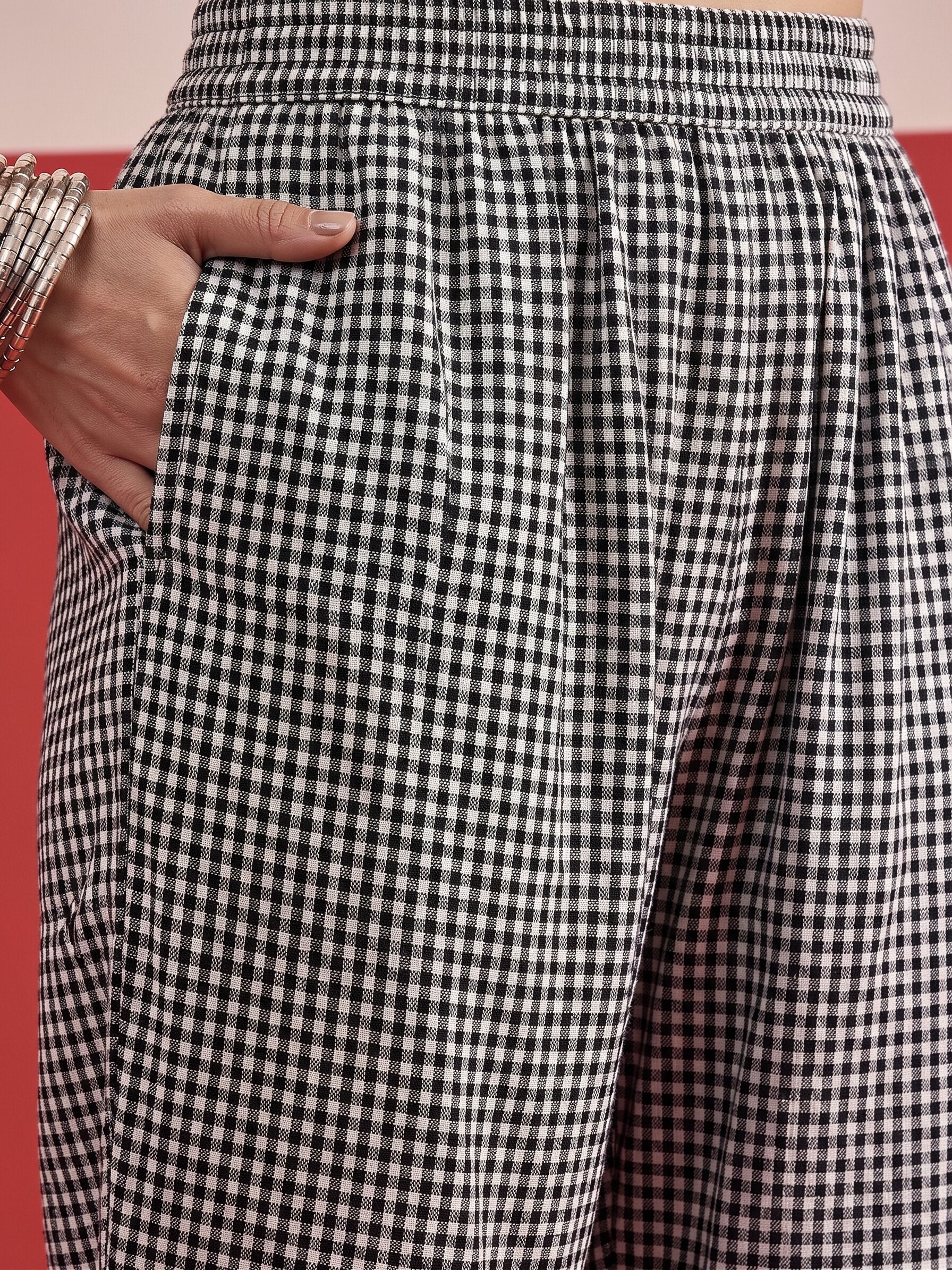 Black Small Check Afghani Set