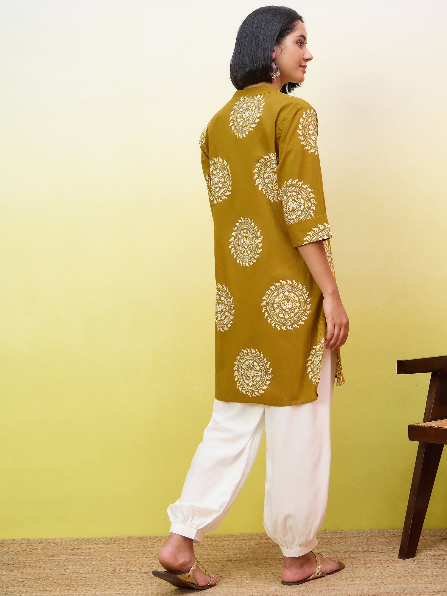 Yellow Kurta White Afghani Set