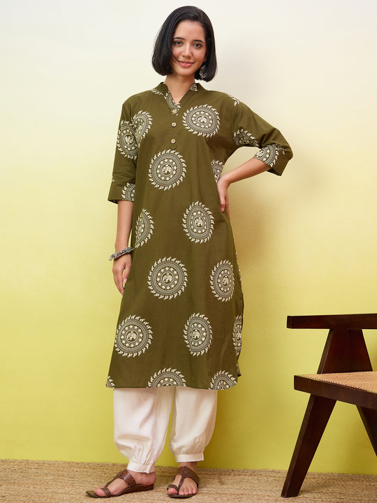 Green kurta White Afghani Set
