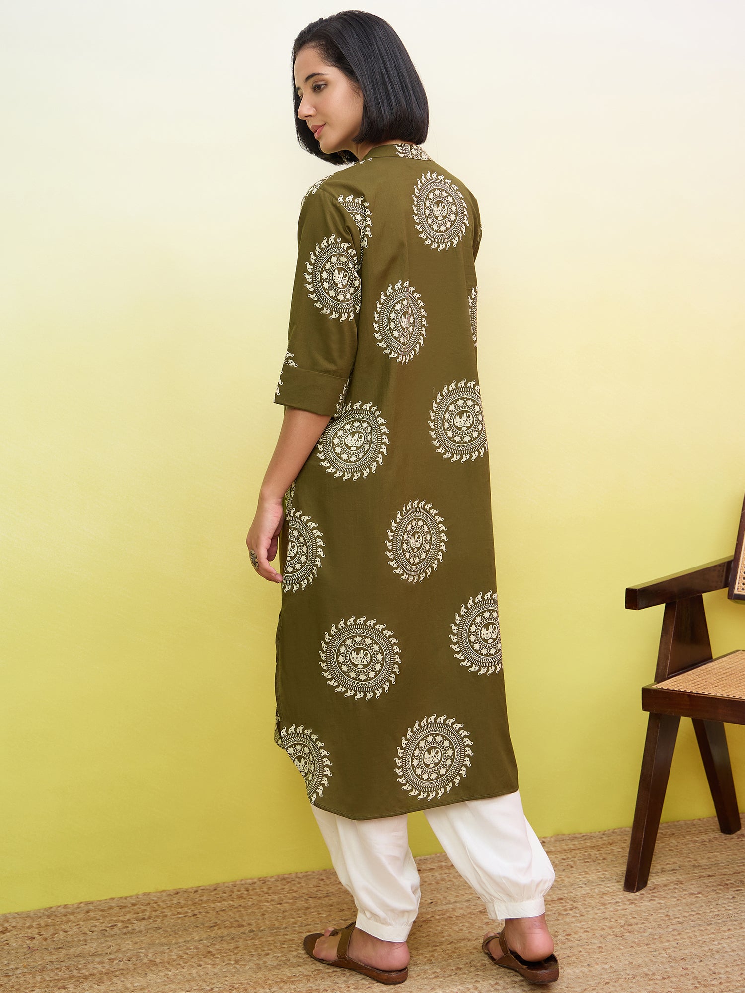 Green kurta White Afghani Set