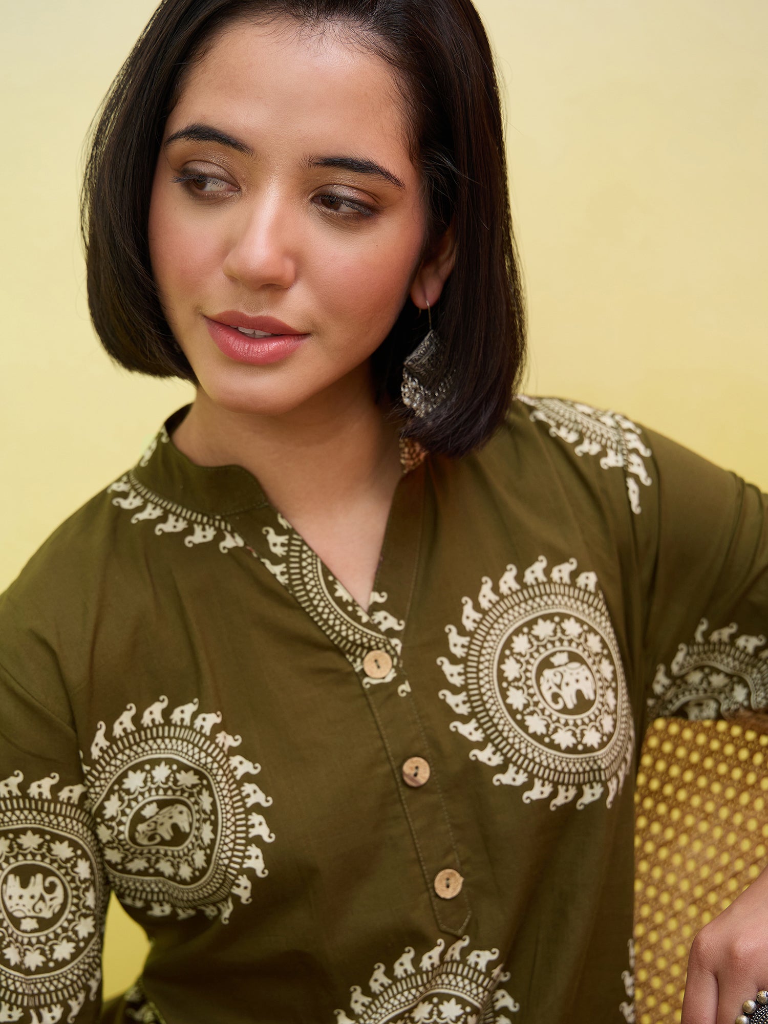Green kurta White Afghani Set