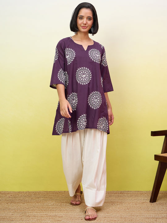 Purple Peplum White Salwar Set