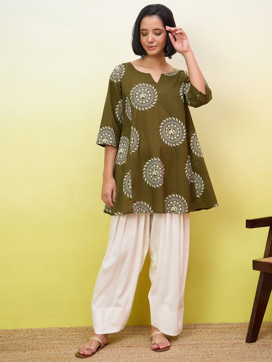 Green Peplum White Salwar Set