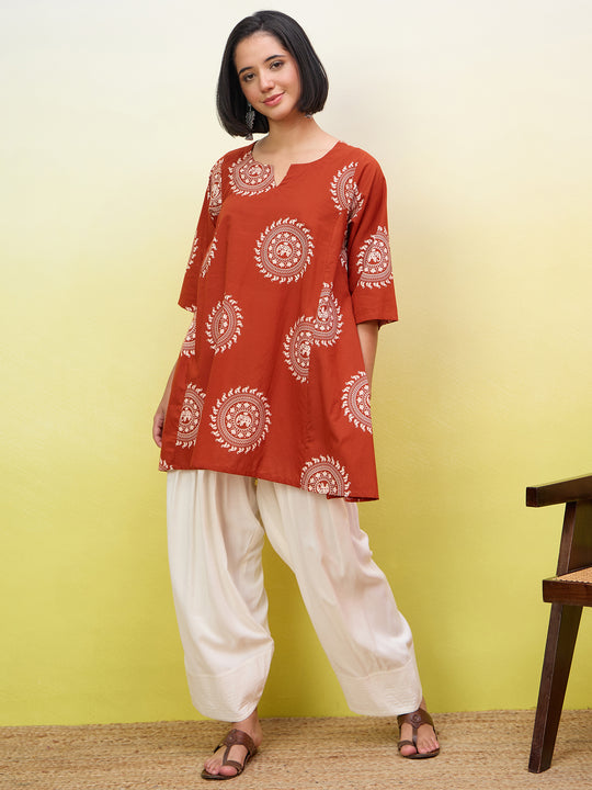 Rust Peplum White Salwar Set