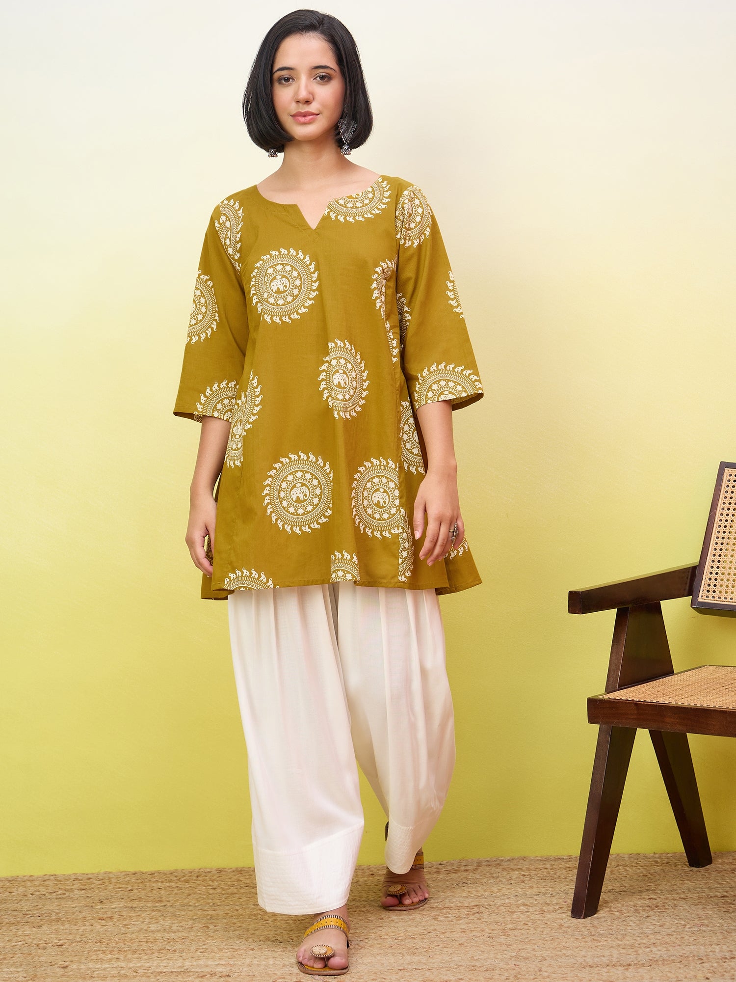 Yellow Peplum White Salwar Set
