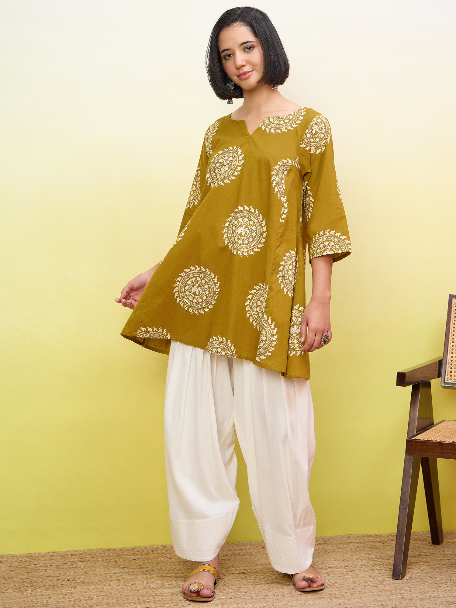 Yellow Peplum White Salwar Set