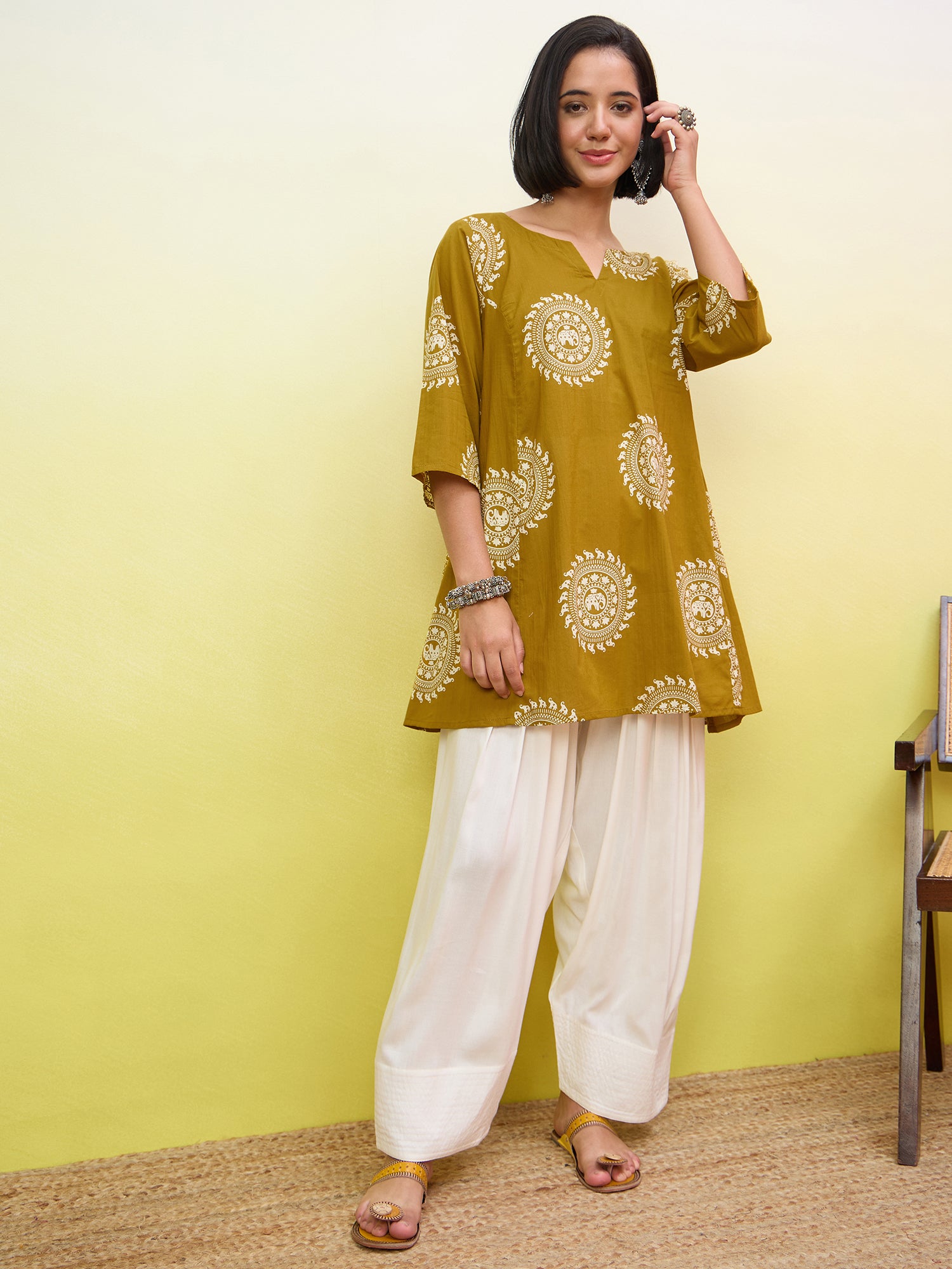 Yellow Peplum White Salwar Set