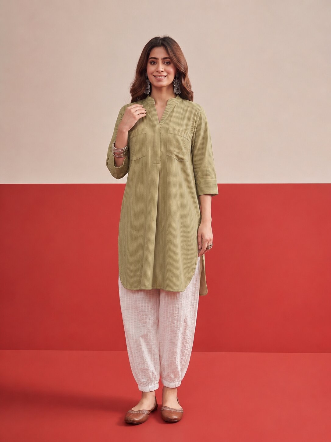 Khaki Afghani Salwar Set