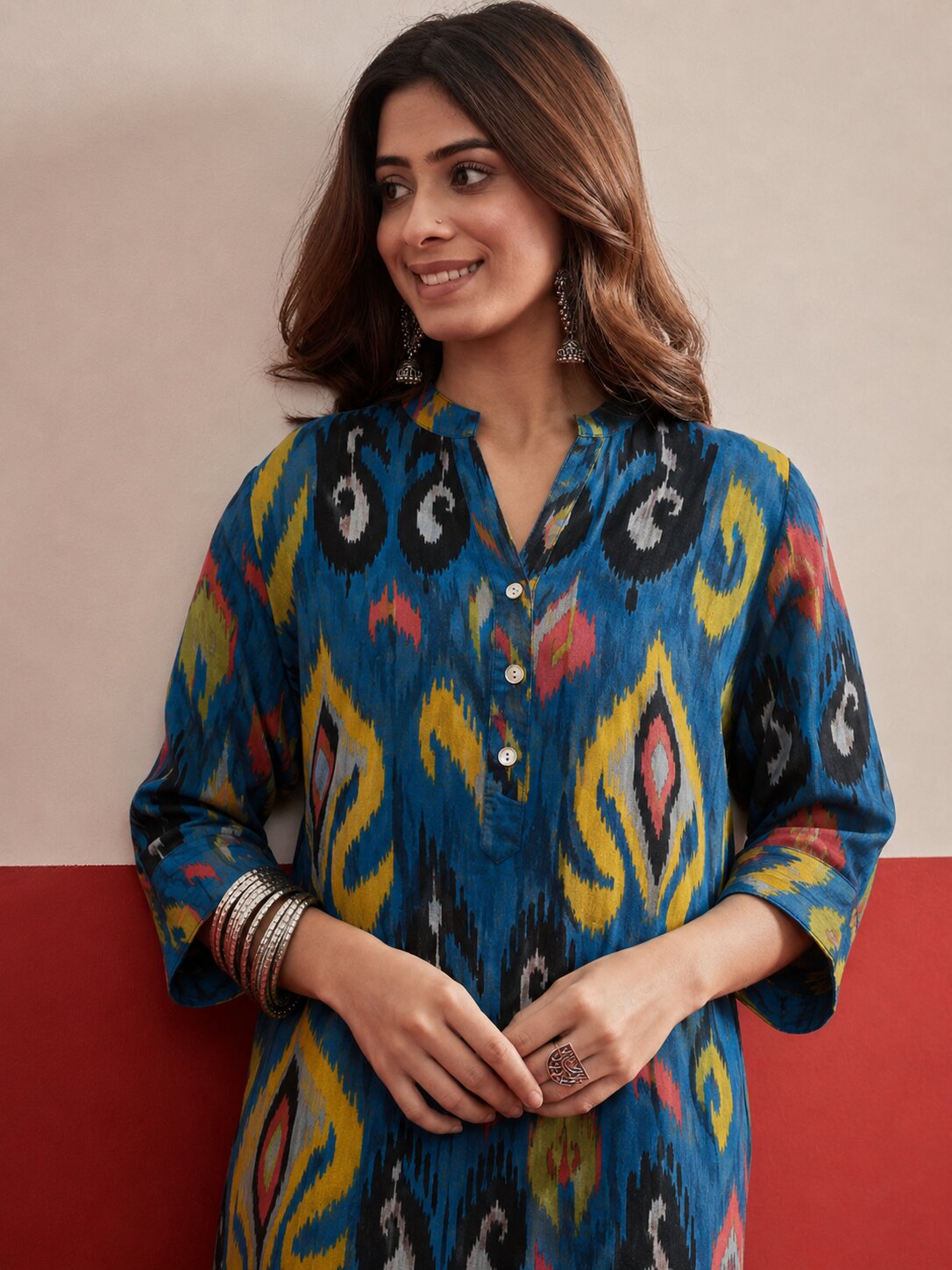Blue Green Ikat Afghani Salwar Set