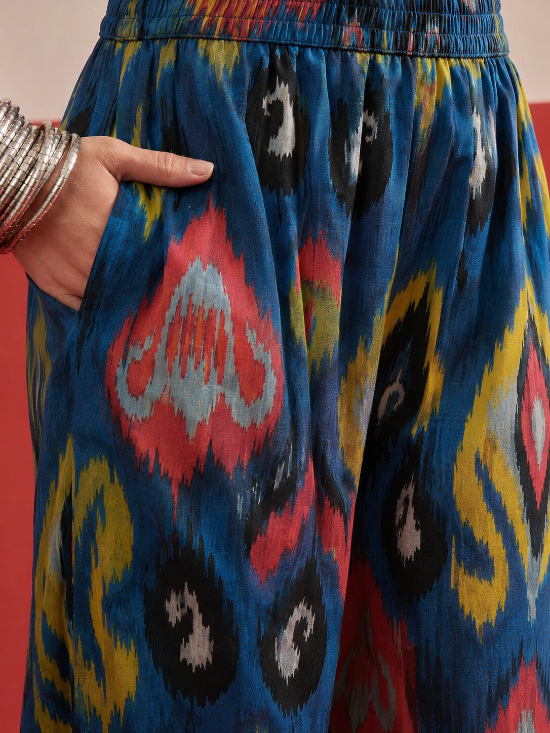 Blue Green Ikat Afghani Salwar Set