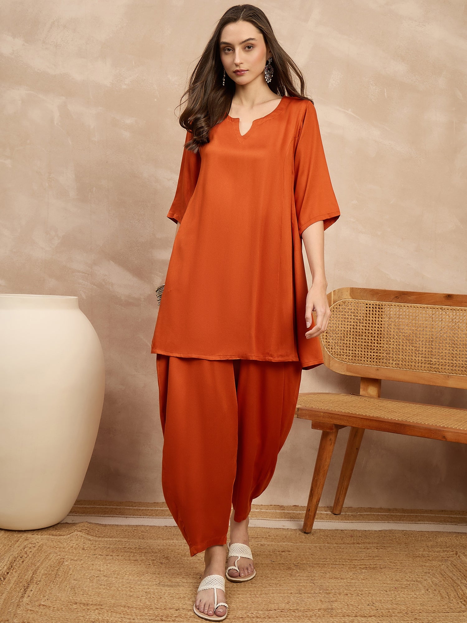 Rust Peplum Balloon Co-Ords