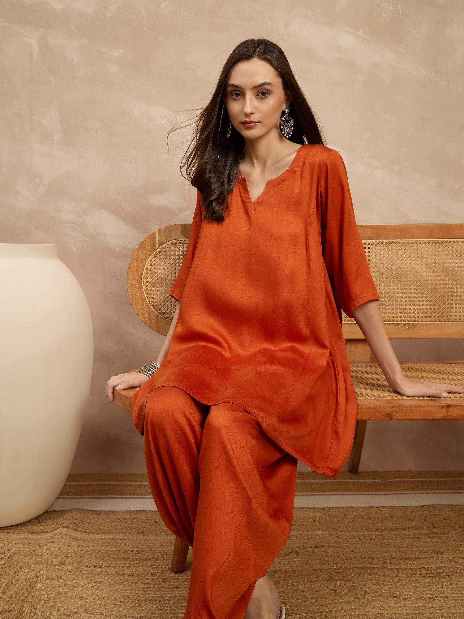 Rust Peplum Balloon Co-Ords