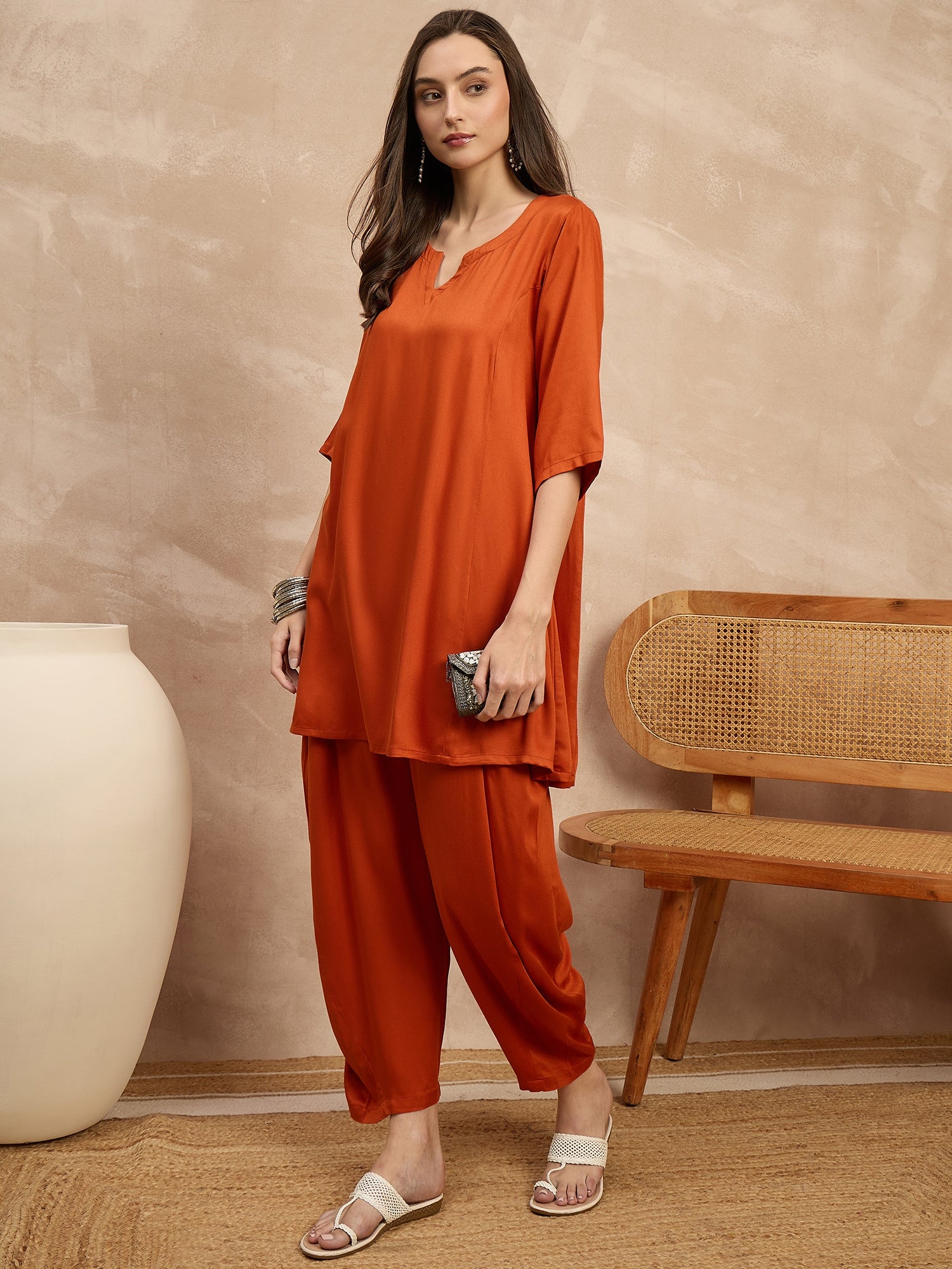 Rust Peplum Balloon Co-Ords