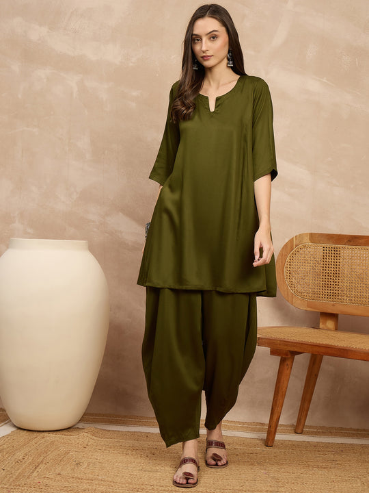 Green Peplum Balloon Co-Ords
