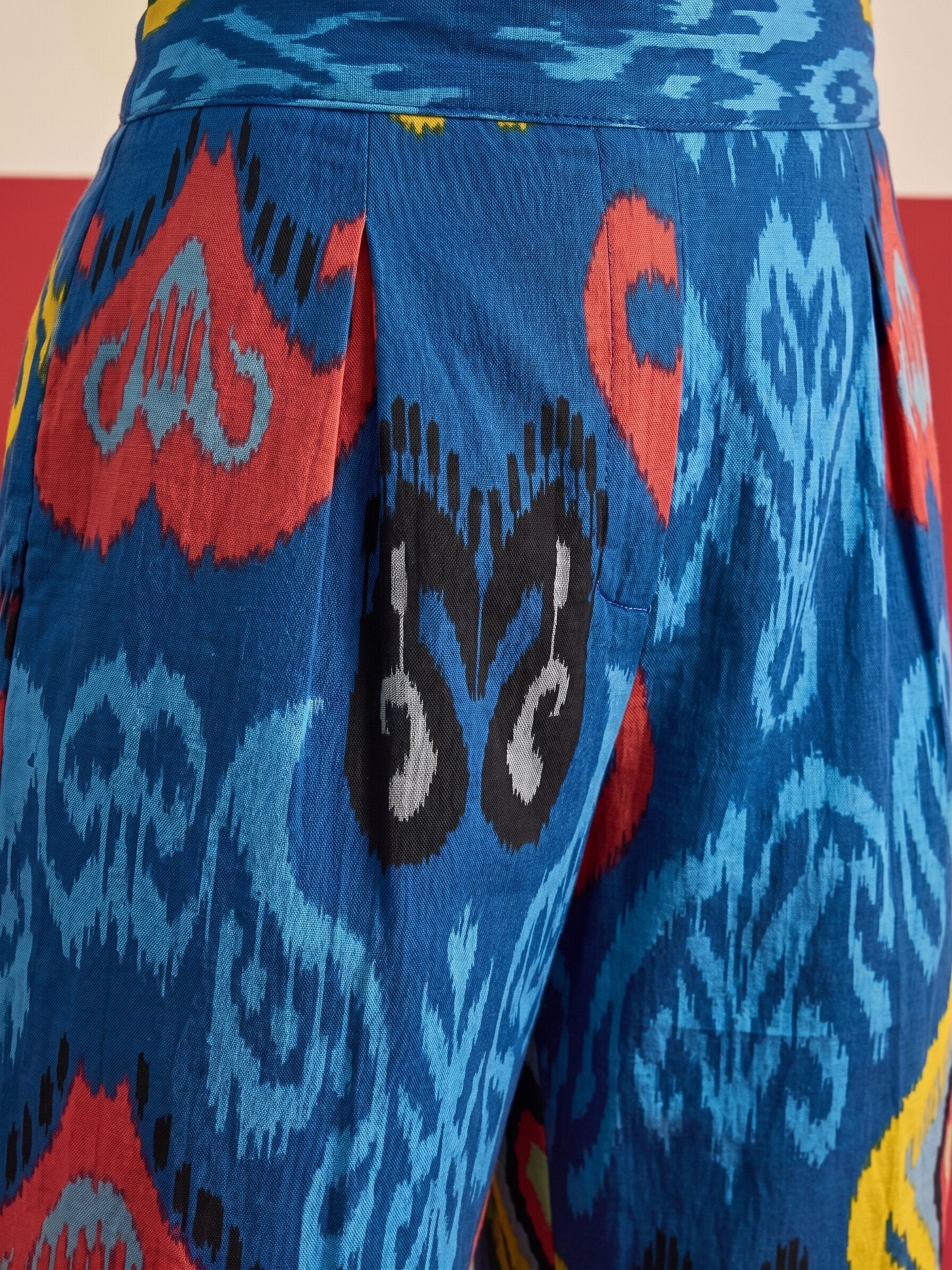 Dull Blue Ikat Kurta Pant Set