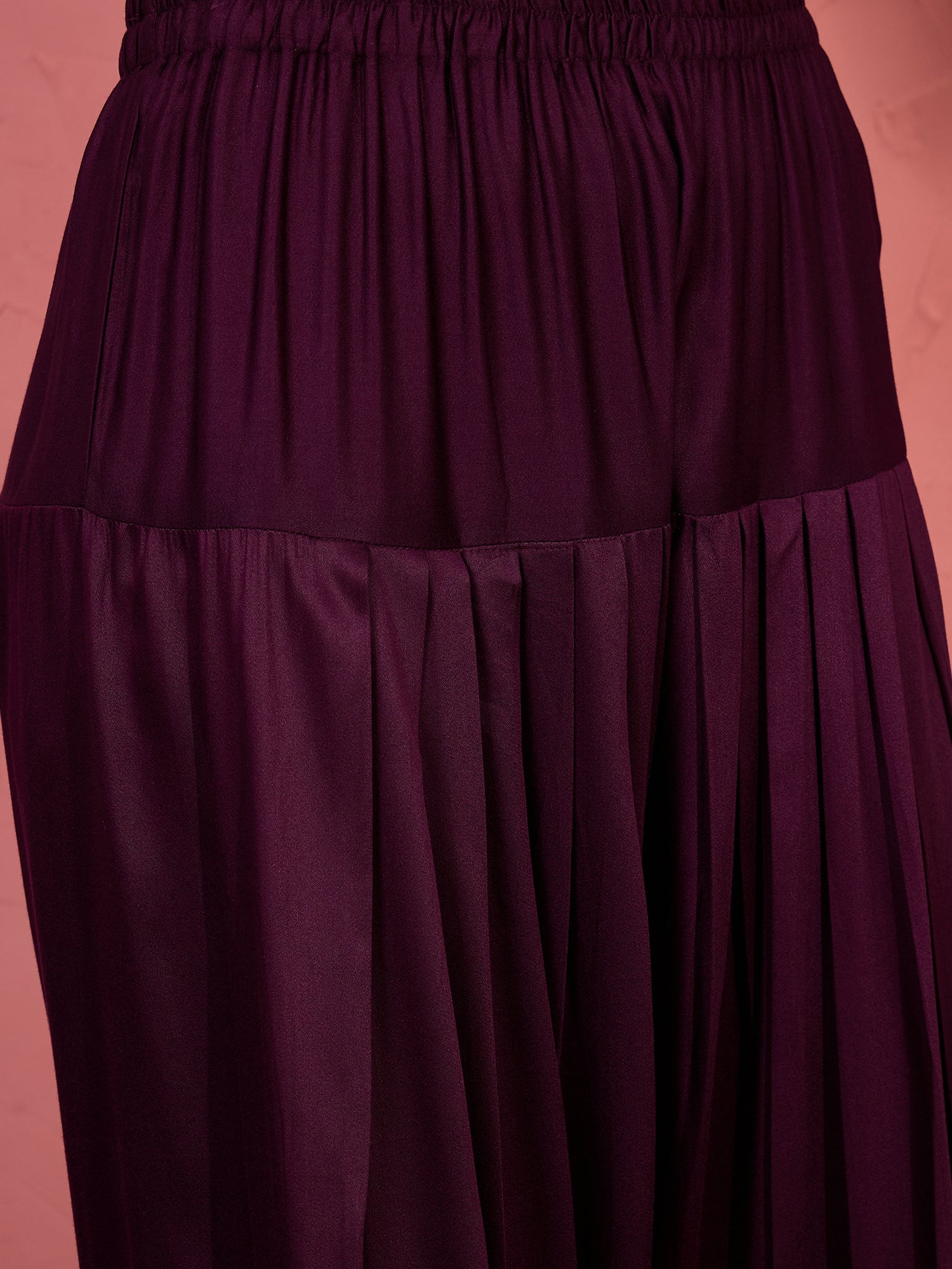Wine Patch Work Kurta Salwar Set (To be dispatched in 7 -10 days)