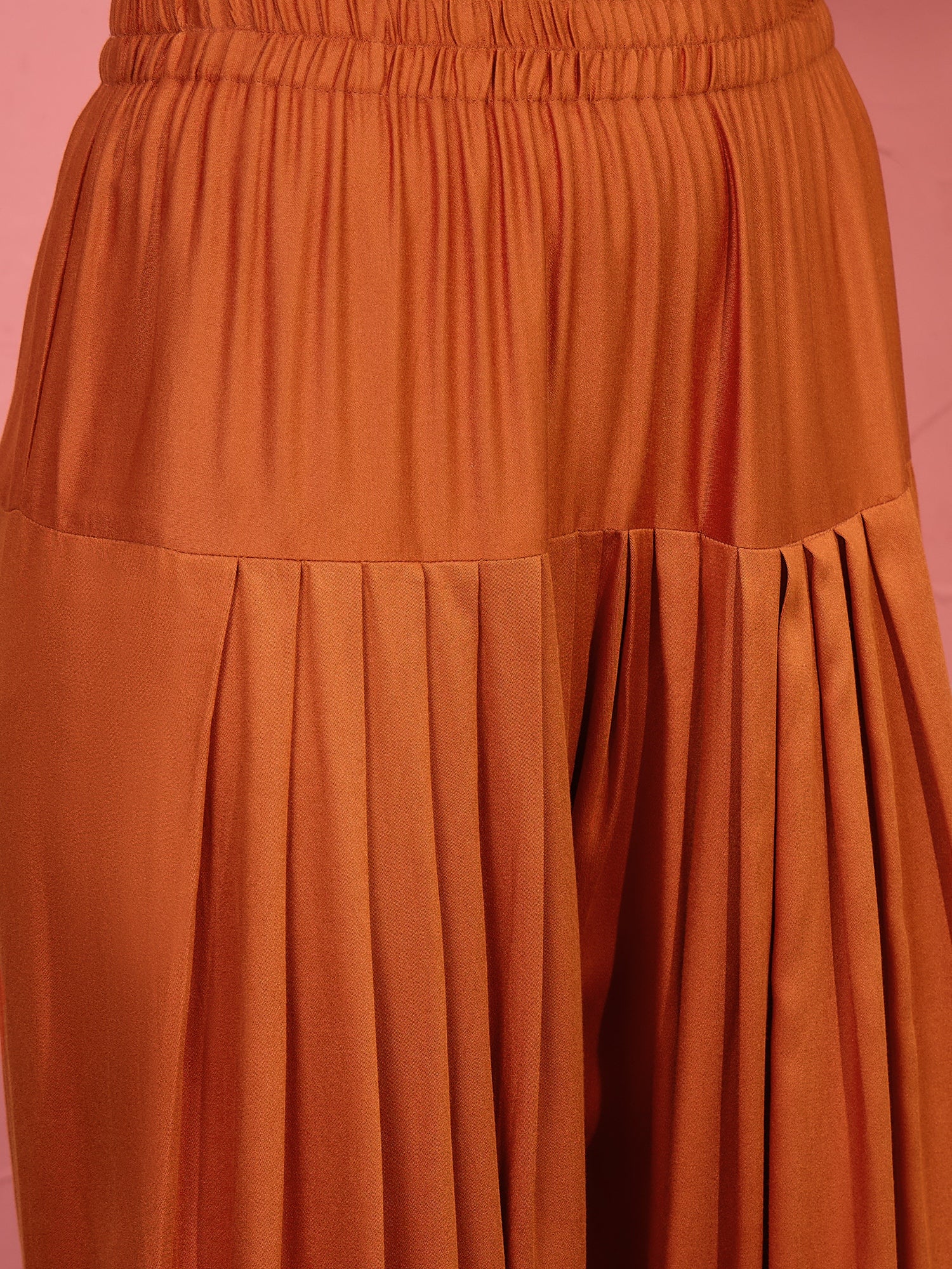 Rust Patch Work Kurta Salwar Set (To be dispatched in 7 -10 days)