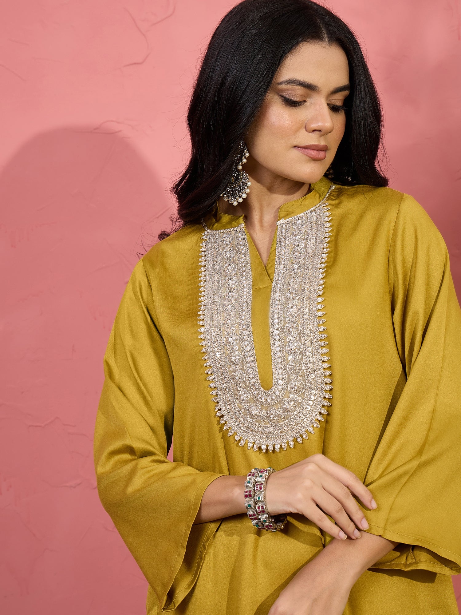 Lemon Yellow Patch Work Kurta Salwar Set (To be dispatched in 7 -10 days)