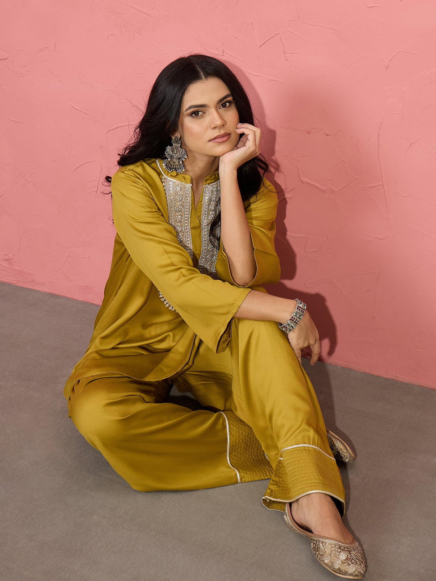 Lemon Yellow Patch Work Kurta Salwar Set (To be dispatched in 7 -10 days)
